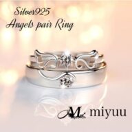 リング 指輪 天使の羽 ペアリング フリーサイズ 婚約指輪 エンジェル シルバー アクセサリー ペア カップル 誕生日 記念日 オープンリング