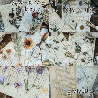 シール PETシール フレークシール 海外 ボタニカル アンティーク 花柄 植物 素材 ボタニカル 花 ジャンクジャーナル コラージュ 海外雑貨 ドライフラワー
