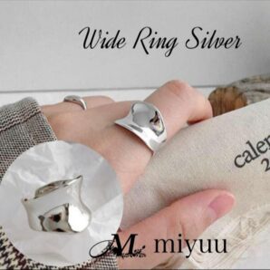 リング 指輪 ワイドリング 大ぶり 太め レディース シルバー フリーサイズ シルバーリング オープンリング おしゃれ シンプル 韓国