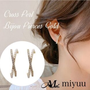 ピアス イヤーカフ イヤーカフス 風 レディース イヤーカフ ゴールド ゴールドピアス ビジュー クロス パール イヤカフ風 大人 エレガント 韓国 アクセサリー