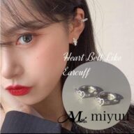 イヤーカフイヤリングイヤカフ ハート ベルト 韓国 量産型 かわいい ベルト風 レディース イヤカフ イヤリング 小さめ シルバー