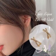 イヤーカフ イヤカフ イヤーカフス パール ゴールド レディース イヤリング シンプル 大人 ビジュー クロス エレガント 韓国 アクセサリー