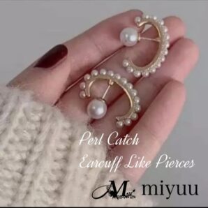ピアス パールキャッチ パールキャッチピアス 大きめ かわいい イヤーカフ イヤーカフス おしゃれ 普段使い 大人 オフィス わたナギ カジュアル パーティ