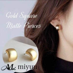 ピアス レディース シンプル ゴールド マット. オフィス用ピアス スクエア 大人 仕事用 おしゃれ オフィス 大人 可愛い プレゼント 豆ピアス