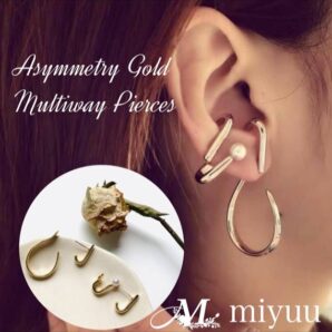 ピアス 大きめ ゴールド ゴールドピアス アシンメトリー マルチウェイ おしゃれ 韓国 アクセサリー プレゼント 誕生日ギフト セット
