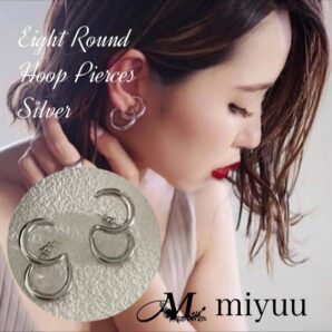 ピアス シルバー 大ぶり 大き目 フープ フープピアス エイトラウンド 2連 イヤーカフ イヤーカフス 韓国 アクセサリー 大人 おしゃれ カジュアル プレゼント