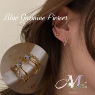 ピアス フープピアス 小さめ ブルー 青 ゴールド 小ぶり ゴールドピアス ジャスミン レディース 大人 上品 エレガント 韓国 アクセサリー プレゼント おしゃれ