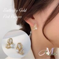ピアス 蝶々 バタフライ ゴールド パール パールピアス ゴールドピアス 韓国 レディース 大人 エレガント 韓国 アクセサリー プレゼント