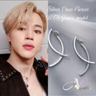 ピアス メタルスティックピアス クロスピアス 韓国 BTSジミン着用 KPOP ゴールド シルバー レディース メンズ 韓国アイドル 上品 交差ピアス BTS