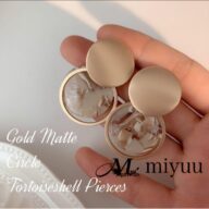 ピアス 大ぶり 大きめ ゴールド ゴールドピアス べっこう マット マットピアス べっ甲 大人 メタル サークル プレート シンプルピアス