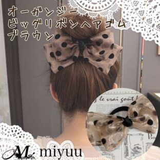 シュシュ ヘアゴム ヘアアクセサリー リボン 大きめ ビッグリボン オーガンジー ドット 水玉 おしゃれ ヘアアクセ かわいい 韓国 韓国ファッション