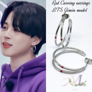 BTS JIMIN RED CARVING EARRING ジミン イヤリング（[JIMIN] RED