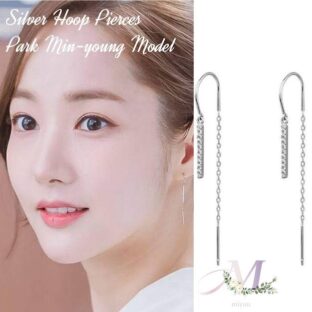 ピアス シルバー ロングピアス フープピアス チェーンピアス アメリカンピアス ジルコン 上品 キム秘書 パクミニョン キム秘書はいったいなぜ 韓国