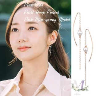 ピアス ピンクゴールド ロングピアス パール チェーンピアス アメリカンピアス 上品 キム秘書 パクミニョン キム秘書はいったいなぜ 韓国 かわいい