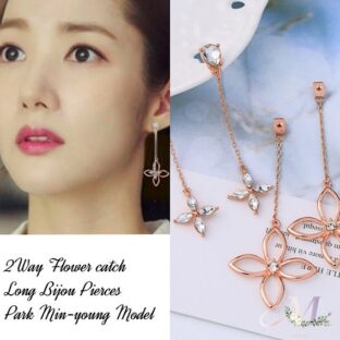 ピアス フラワーピアス ピンクゴールド ロングピアス 大きめ 大ぶり 花 2way 上品 キム秘書 パクミニョン キム秘書はいったいなぜ 韓国 かわいい