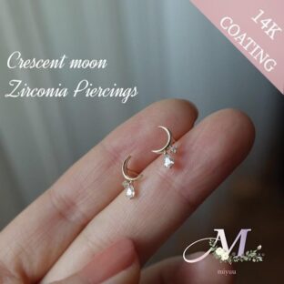 ピアス 金属アレルギー対応 小さめ 小ぶり 14K 14金 月 三日月 ムーン ゴールド レディース ギフト シルバー925 かわいい