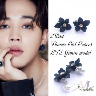 ピアス フラワーピアス パールピアス ジミン 花 パール 2way 韓国 ジミン着用 KPOP レディース メンズ 韓国アイドル BTS ギフト おしゃれ